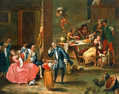 Piknik maalla ... (maalaus kankaalle) tekijältä Pietro (circle of) Longhi