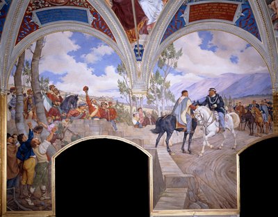 Victor Emanuel tapaa Giuseppe Garibaldin Teanossa vuonna 1886 tekijältä Pietro Aldi