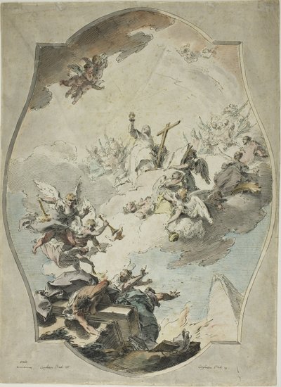 Usko voittaa harhaopin (recto); Tracing after Faith Overcoming Harhaoppi (käänteinen) tekijältä Pietro Antonio Novelli
