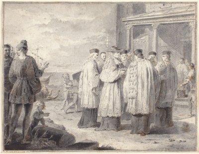 Paulinus, kardinaali ja Aquileian patriarkka, siirtää paikkansa Gradolle tekijältä Pietro Antonio Novelli