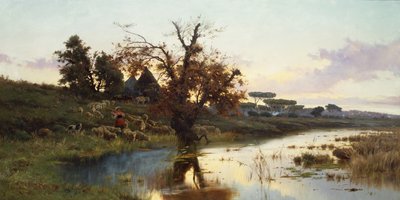 Flock at Sunset (öljy kankaalle) tekijältä Pietro Barucci