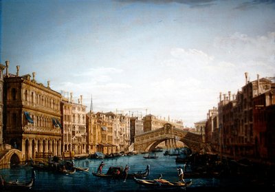 Canal Grande, joka katsoo pohjoiseen kohti Rialton siltaa (öljy kankaalle) tekijältä Pietro Bellotti