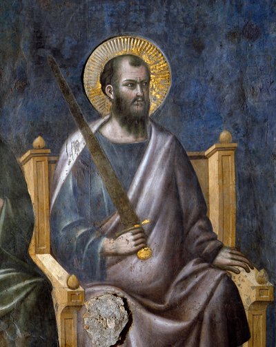 Viimeinen tuomio: Yksityiskohta apostoli Pyhästä Paavalista (Fresko tekijältä Pietro Cavallini