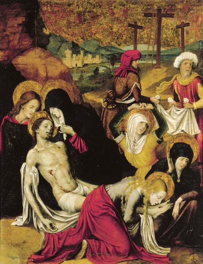 Pietro Cavaro (toimii 1508-1538) Kristuksen laskeuma eli Pieta Tangerista, tempera paneelissa tekijältä Pietro Cavaro