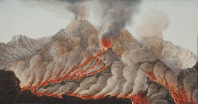 Levy X Campi Phlegraeilta: William Hamiltonin havaintoja kahden Sisilian tulivuorista, 1776 (wc paperilla) tekijältä Pietro Fabris