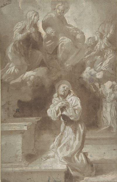 Kristus ja Neitsyt ilmestyvät Pyhälle Franciscukselle, 1562-1602. tekijältä Pietro Faccini