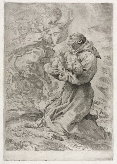 Pyhän Franciscus Assisilaisen näky, 1590. tekijältä Pietro Faccini