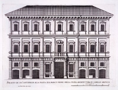 Palazzo Grazioli, Piazza San Marco, Rooma, palazzi di Romasta, osa II, julkaistu 1670-luvulla tekijältä Pietro Ferrerio