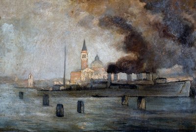 Biserica Sfântul Justus din Veneția, de Pietro Fragiacomo (1856-1922), ulei pe panou, 39x58 cm finlandez tekijältä Pietro Fragiacomo