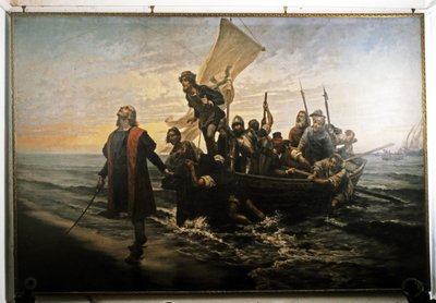Kolumbuksen laskeutuminen Amerikkaan. 1492. tekijältä Pietro Gabrini