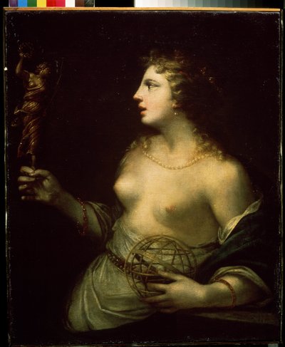 ""Urania"" (Urania) edustaa tähtitieteen ja astrologian suojaavaa museota, joka pitää kättä pallolla. Pietro Liberin (1614-1687) maalaus 1600-luvun Mikhail Kroshitskyn taidemuseo, Sevastopol (Sevastopol) Ukraina tekijältä Pietro Liberi