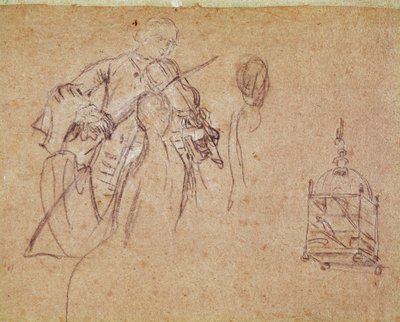 Viulisti (viulisti) Piirustus Pietro Longhi (1702-1785) Venetsia, Musee Correr tekijältä Pietro Longhi