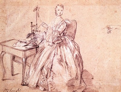 Lady kehruulankaa, Pietro Longhi (1701-1785), piirustus tekijältä Pietro Longhi