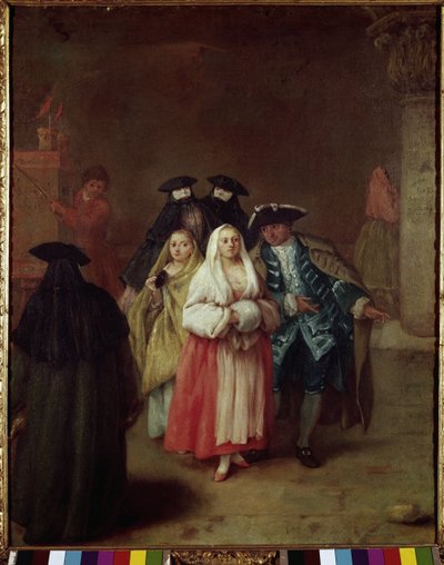 Uusi maailma - Pietro Longhin (1702-1785) maalaus, öljy kankaalle, 61x49 cm, noin 1756. Venetsia, Querini Stampalia Foundation tekijältä Pietro Longhi