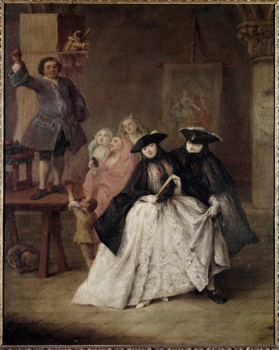 Sarlataani (Il ciarlatano) - Pietro Longhin (1702-1785) maalaus, öljy kankaalle, 62x50 cm tekijältä Pietro Longhi