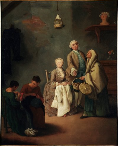 Työkoulu Pietro Longhin (1702-1785) maalaus 1752 Koko 62x50 cm Venetsia, Ca 