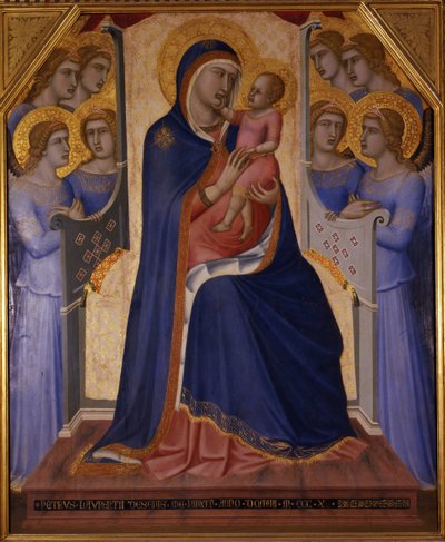 Madonna ja lapsi valtaistui enkelien kanssa, 1340 tekijältä Pietro Lorenzetti
