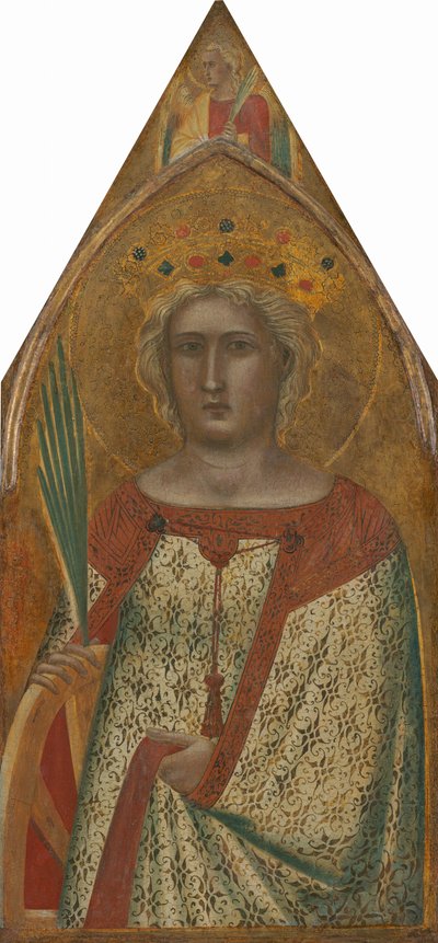 Pyhä Katariina Aleksandrialainen enkelin kanssa [oikea paneeli], luultavasti 1340. tekijältä Pietro Lorenzetti