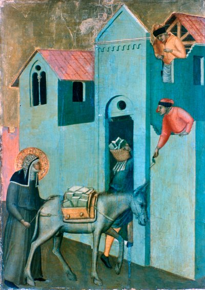 Siunattu nöyryys ja yksitoista tarinaa hänen elämästään, yksityiskohta, c1306-1348 tekijältä Pietro Lorenzetti