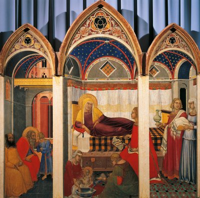Neitsyen syntymän triptyykki tekijältä Pietro Lorenzetti
