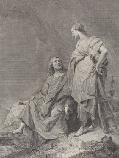 Kristus ja Samarialainen nainen kaivolla, sarjasta 112 pyhän vedosta..., 1743-63 tekijältä Pietro Monaco