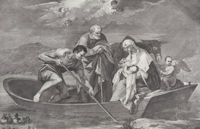Lento Egyptiin, Pyhän perheen kanssa veneessä, 1730-50. tekijältä Pietro Monaco