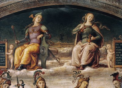 Lujuus ja maltti, yksityiskohdat (fresko tekijältä Pietro Perugino