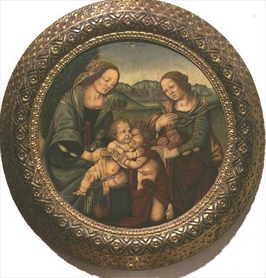 Madonna ja lapsi Pyhän Elisabetin ja lapsen kanssa Pyhän Johannes Kastajan kanssa (paneeli) tekijältä Pietro Perugino
