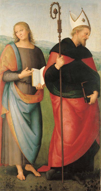 Pyhät Johannes evankelista ja Augustinus, 1502-1512 tekijältä Pietro Perugino
