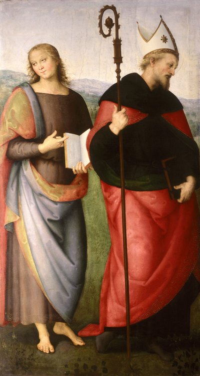 Pyhä Johannes Evankelista ja Pyhä Augustinus Hippo, n. 1502-21 tekijältä Pietro Perugino