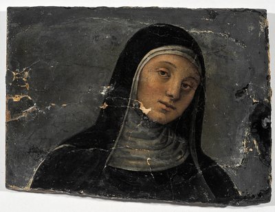 St Scholastica (öljy puulle (fragmentti) tekijältä Pietro Perugino
