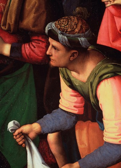 Lasku tai valitus Kristuksen kuolemasta. Yksityiskohta - Maalaus tekijältä Pietro Perugino