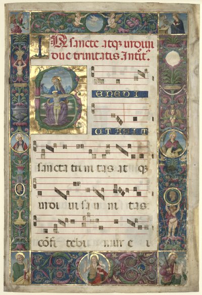 The Trinity: Leaf from a Gradual with Initial B, c. 1496-1502. tekijältä Pietro Perugino