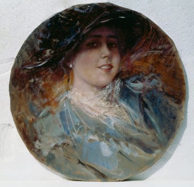 Säteilevä hymy, Pietro Scoppetta (1863-1920), öljy kankaalle levitetty pahville, 37,5 cm tekijältä Pietro Scoppetta