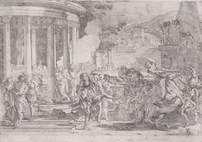 Sinorix kuljetettiin Artemiksen temppelistä yrittäessään paeta myrkyn vaikutuksia..., n. 1640. tekijältä Pietro Testa
