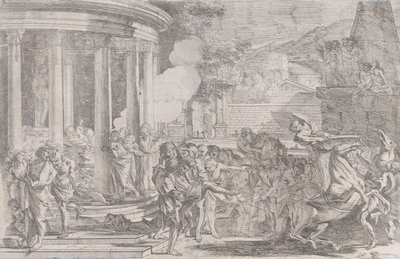 Sinorix kuljetettiin Artemiksen temppelistä yrittäessään paeta myrkyn vaikutuksia..., n. 1640. tekijältä Pietro Testa