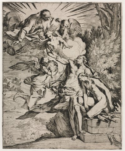 Abrahamin uhri, n. 1645-50. tekijältä Pietro Testa