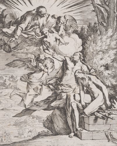 Hänen isänsä Abrahamin Iisakin uhri, n. 1640-42. tekijältä Pietro Testa