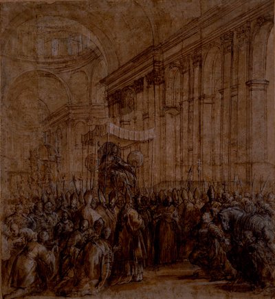Urban VIII kantoi alas Pyhän Pietarin laivan (kynä ja ruskea muste, rungon väri paperilla) tekijältä Pietro da Cortona