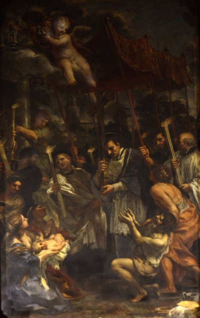 Pyhä Kaarle kantaa pyhää naulaa kulkueessa ruttoruton aikana. tekijältä Pietro da Cortona