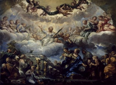 Pyhän Constantian näky pyhien Agnesin ja Emerentianan haudan edessä tekijältä Pietro da Cortona