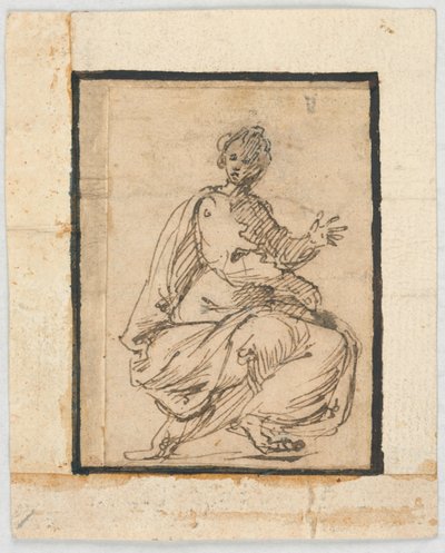 Luonnoskirjan sivu: Allegorinen hahmo tekijältä Pietro da Cortona