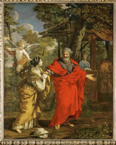 Hagarin paluu (maalaus kankaalle) tekijältä Pietro da & Ferri Ciro (1634-89) Cortona