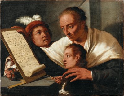 Opettaja kahden koulupojan kanssa, vuoden 1650 jälkeen. tekijältä Pietro della Vecchia