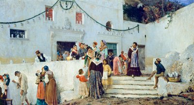 Juhlapäivä, Pio Joris (1843-1921), öljy kankaalle, 93x160 cm tekijältä Pio Joris