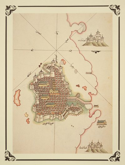 Gallipolin kartta, "Kitab-I Bahriyesta" (värilitho) tekijältä Piri (after) Reis