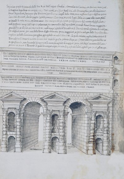 Porta Maggiore Roomassa, piirros, Rooman muinaismuistoista, Pirro Ligorio (1513-1583) tekijältä Pirro Ligorio
