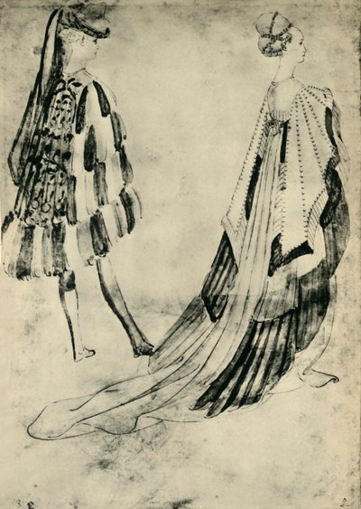 Gentleman and Lady in Court-asu, c1420-1455, 1943. tekijältä Antonio Pisanello