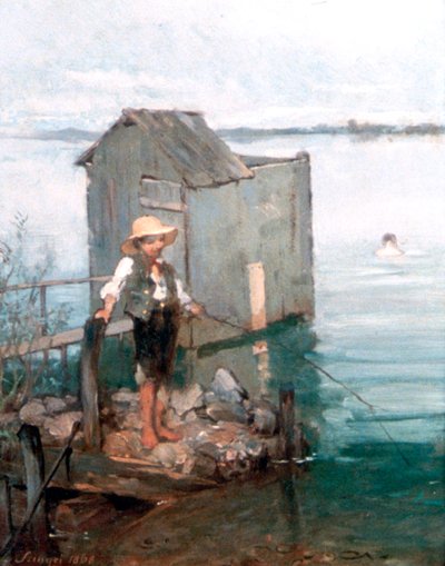 Uimamaja pojan kanssa, 1868 tekijältä Pál Szinyei Merse