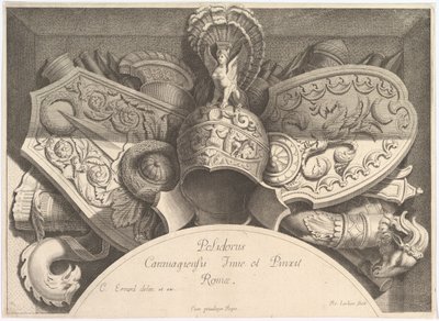 Divers Trophées -asepalkinnot Palazzo Milesin julkisivun jälkeen Roomassa, 1651 tekijältä Polidoro da Caravaggio